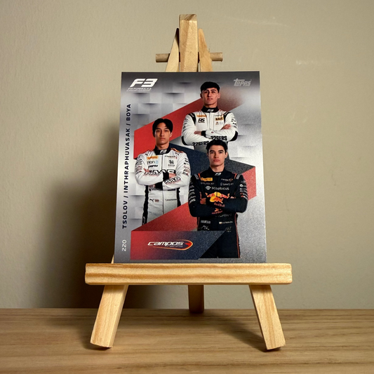 2025 Turbo Attax Formula 1 Trading Card - #220 Campos Racing Nikola Dimitrov Tsolov, Tasanapol Inthraphuvasak & José María Navalón Boya