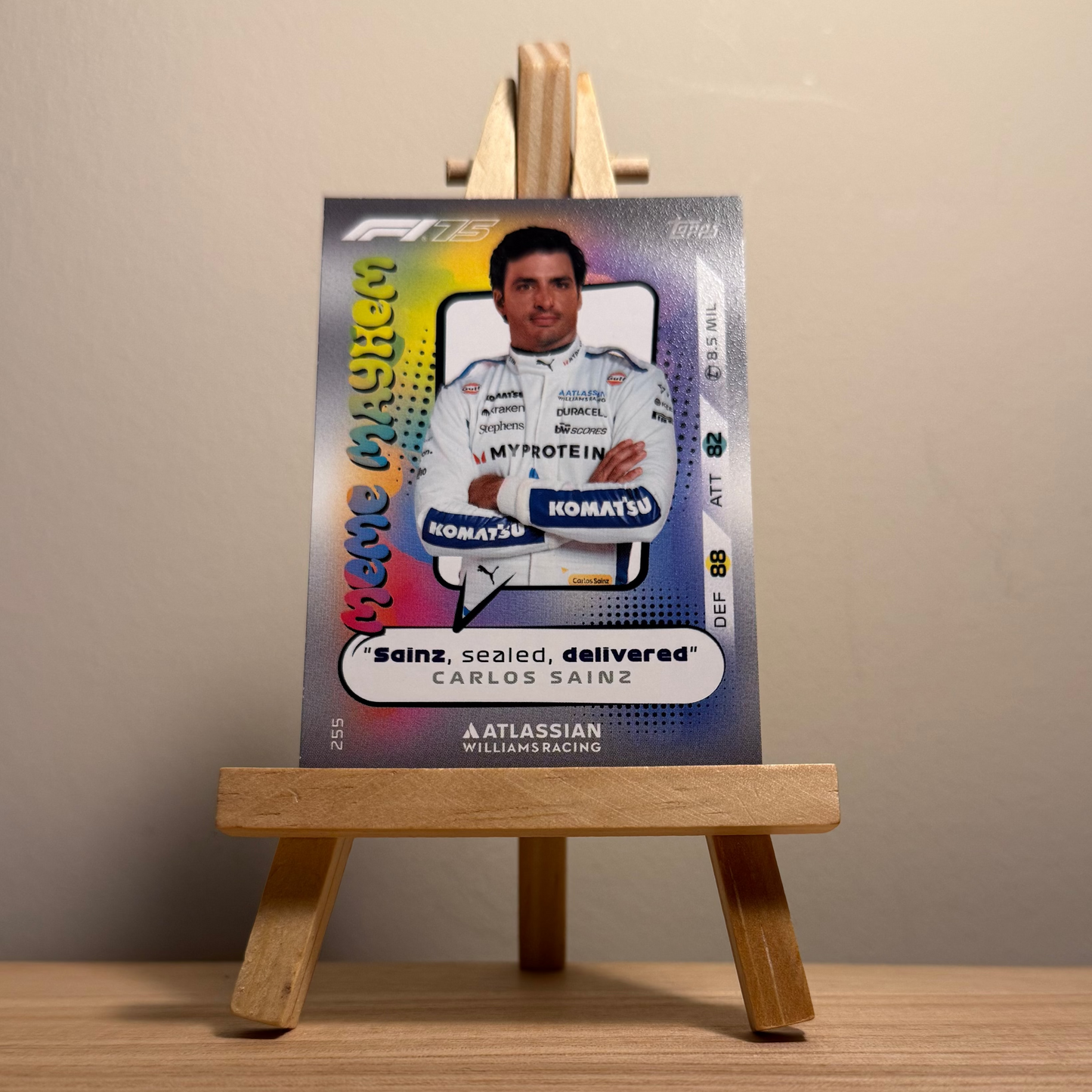 2025 Turbo Attax Formula 1 Trading Card - #255 Atlassian Williams Racing Carlos Sainz Meme Mayhem