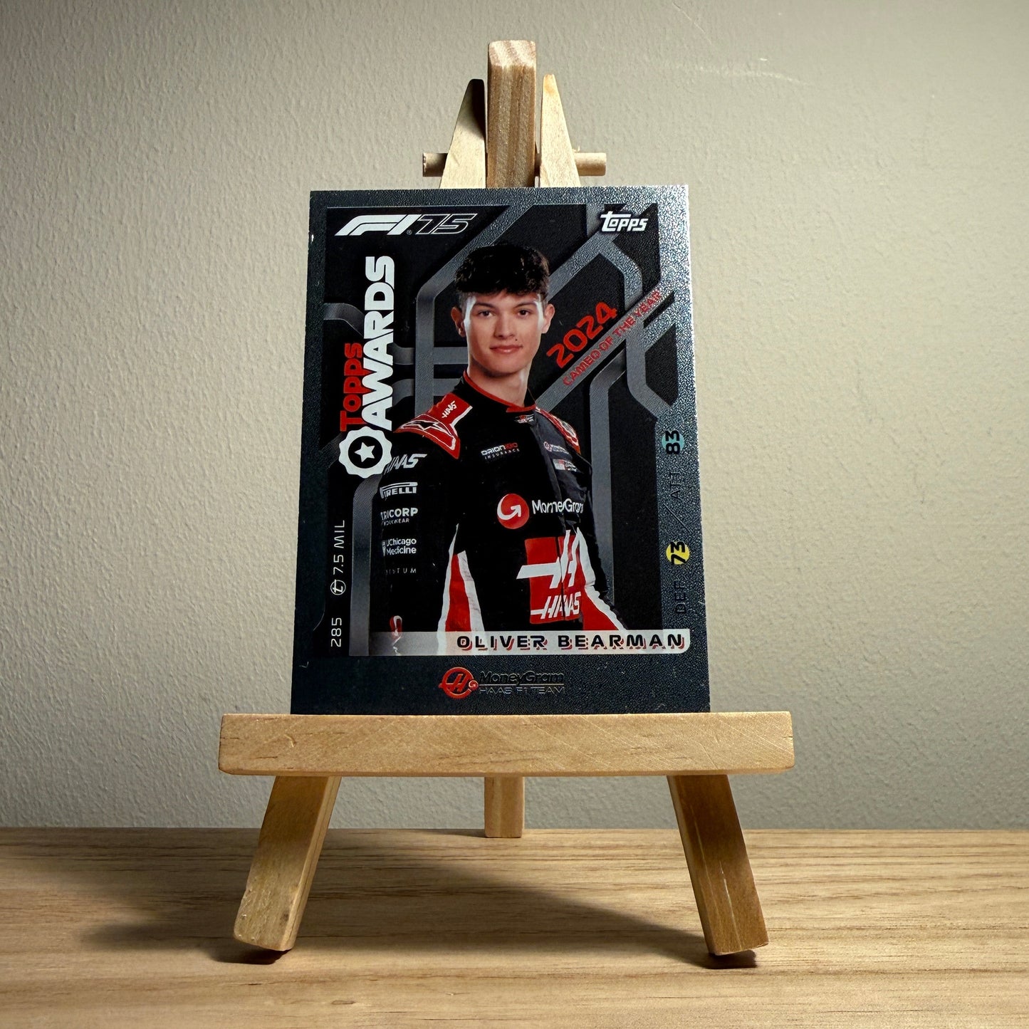 2025 Turbo Attax Formula 1 Trading Card - #285 Moneygram Haas Formula One Team Oliver Bearman Topps Awards Cameo of the Year